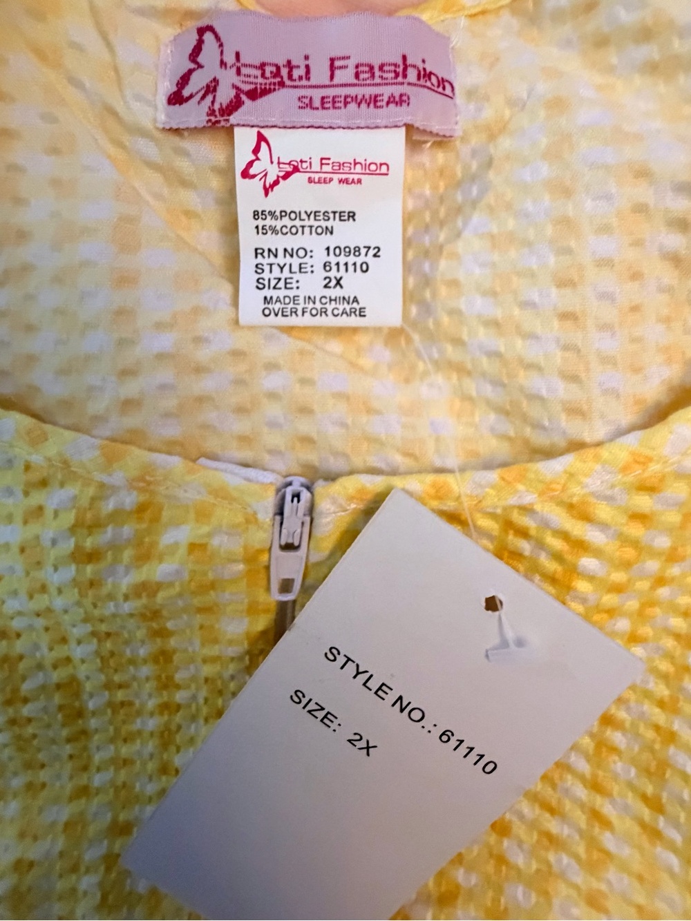 Ti Fashion Sleepwear Women's Yellow Pajama - House Dress 2X